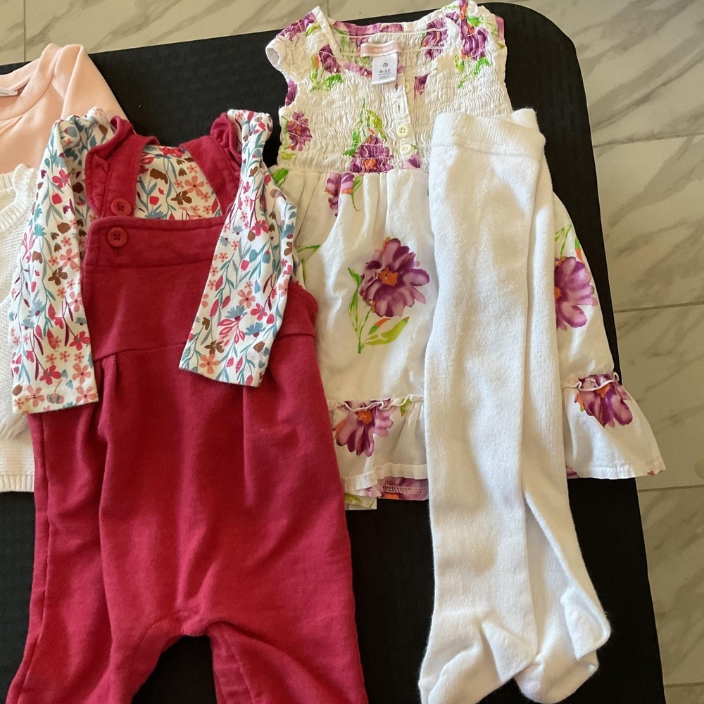 Mixed Brands 16pc Clothes Lot Girls 6-9M Multicolor Layette Outfits Sets - Picture 5 of 13